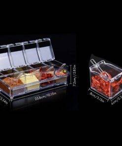 Enfield-bd.com Home & Living Acrylic Crystal Kitchen Storage Box 4pcs Crystal Clear Seasoning Box Spice Rack Storage Condiment Jars Containers With One Spoon 