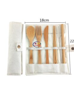 Enfield-bd.com Health & Household Kitchen & Dining Bamboo Cutlery Set Travel Cutlery Set Eco Friendly Flatware Set Knife Fork Spoon and Straw Wooden Cutlery Set Camping Cutlery
