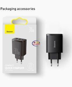 Enfield-bd.com Charger & Adapter Baseus 30W Charger Type C PD Fast Charging 3 Ports USB Quick Phone Charger For iPhone Xiaomi Samsung