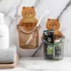 Enfield-bd.com Health & Household Kitchen & Dining Bear Wall Mounted Toothbrush Holder Cup Punch Free Storage Rack Bathroom Supplies Organizer Shelf Bathroom Accessories
