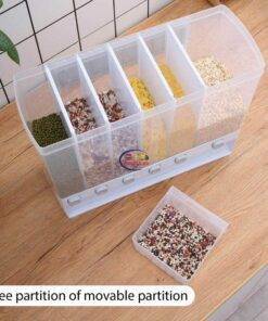 Enfield-bd.com Health & Household Kitchen & Dining Dry Food Dispenser 6-Grid Grain Rice Bucket Cereal Dispensers Food Storage Box Container Kitchen Storage Tank