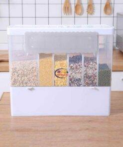 Enfield-bd.com Health & Household Kitchen & Dining Dry Food Dispenser 6-Grid Grain Rice Bucket Cereal Dispensers Food Storage Box Container Kitchen Storage Tank