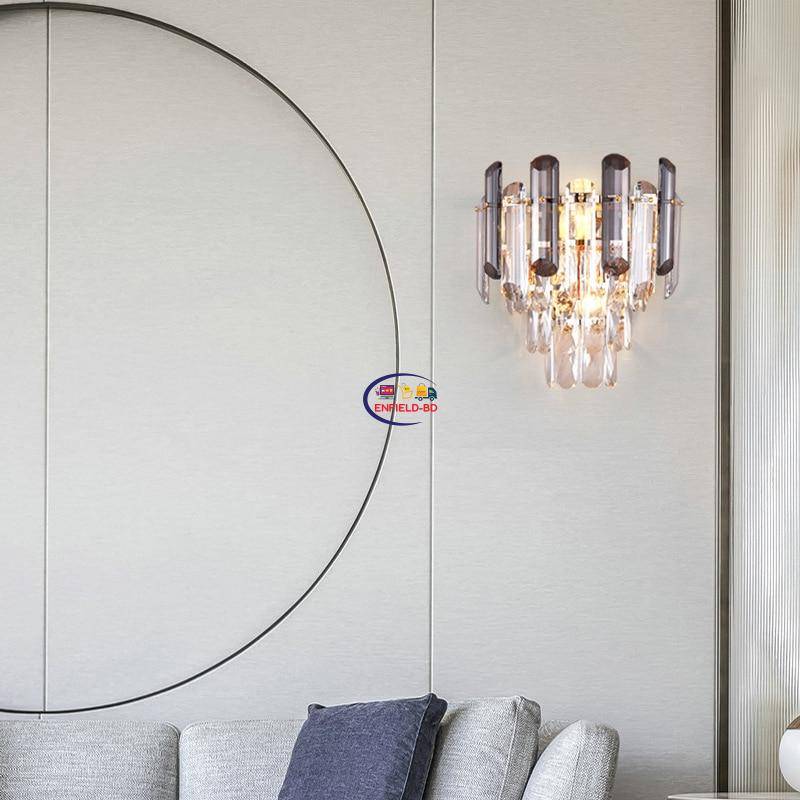 Enfield-bd.com Tools & Home Improvement Tools & Machinary Lavius Stainless Steel Crystal Wall Lamp Modern Minimalist Home Decor Living Room Bedroom Interior LED Wall Light