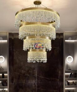 Enfield-bd.com Tools & Home Improvement Tools & Machinary Modern Luster Pendant Light Crystal Chandelier Luxury Lamps For Living Dining Room Circle Hanging Lamp Home Decor LED Fixture 