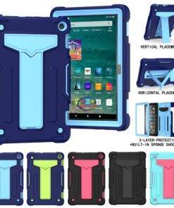 Enfield-bd.com Gadget Cases & Screen Protector Tablet Case for Amazon Kindle Fire HD 8 HD8 Plus 2020 Kids Safe Heavy Full Protective Shockproof Silicone Cover Kickstand Case 