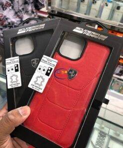 Enfield-bd.com Cases & Screen Protector iPhone 13 Pro Max Genuine Ferrari Leather Case Curved Line Stitch Perforated Design