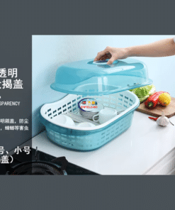 Enfield-bd.com Home & Living Kitchen Dustproof Plastic Cupboard With Lid Drain Rack Tableware Storage Box Kitchen Storage Box Storage Shelf