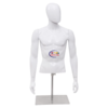 Half Body Mannequin Bright White Half Body Fiberglass Male Mannequin Head Turn Dress Form Display with Iron Base Enfield-bd.com