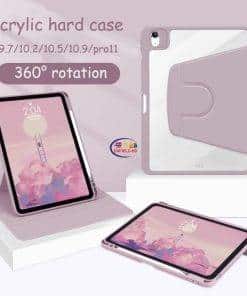 Enfield-bd.com Cases & Screen Protector 360° Rotation Case for IPad 10th 2022 10.9 Inch Pro 11 2022 M2 2021 Air 5 4 3 10.2 9th 8th 7th Mini 6 9.7 10.5 Leather Transparent Hard Acrylic Folio Stand Cover 