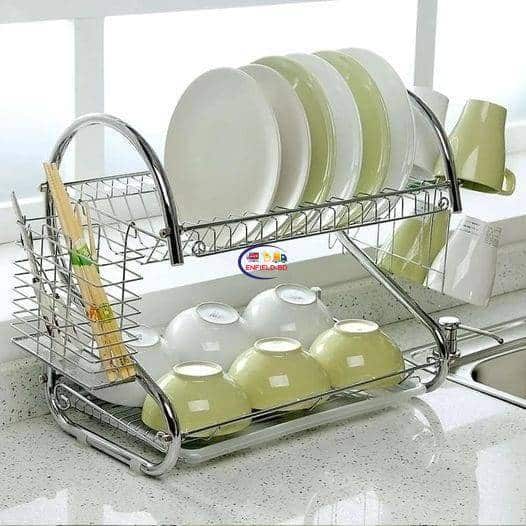 2 Layer Dish Drainer Kitchen Rack