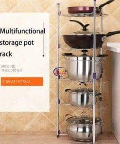 Enfield-bd.com Kitchen & Dining 5 Layer Kitchen Steel Pot Rack Multi-function Rack Holders