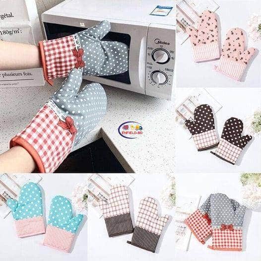 Cotton Fashion Kitchen Pad kitchen Gloves 2 Pc