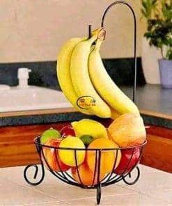 Enfield-bd.com Home & Living Kitchen Metal Fruit Basket with Detachable Banana Hanger hook 
