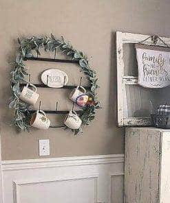 Enfield-bd.com Home & Living Round Coffee Mug Rack Black Metal Kitchen Rack with 3 Rows – Storage Hooks for 10 Cups