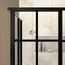 Enfield-bd.com Household Supplies French Corner 34 1/2 in. D x 34 1/2 in. W x 72 in. H Framed Sliding Shower Enclosure in Satin Black 