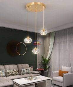 Enfield-bd.com Home & Living Modern Crystal Chandelier Light Living Room 3 Light Led Fixture Adjustable 