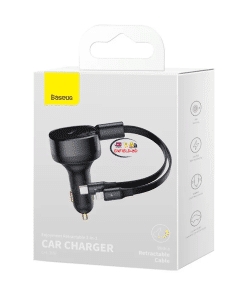 Baseus Lightning Car Charger Enjoyment Retractable 2 in 1 USB-C | Black Cases & Screen Protector