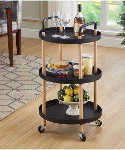 3-Tier End Table Storage Shelf Night Stand Bedside | Black Smart Watch