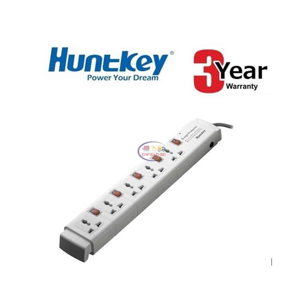 Huntkey PZC504 Five Ports 3 Line Power Strip Surge Protection | White