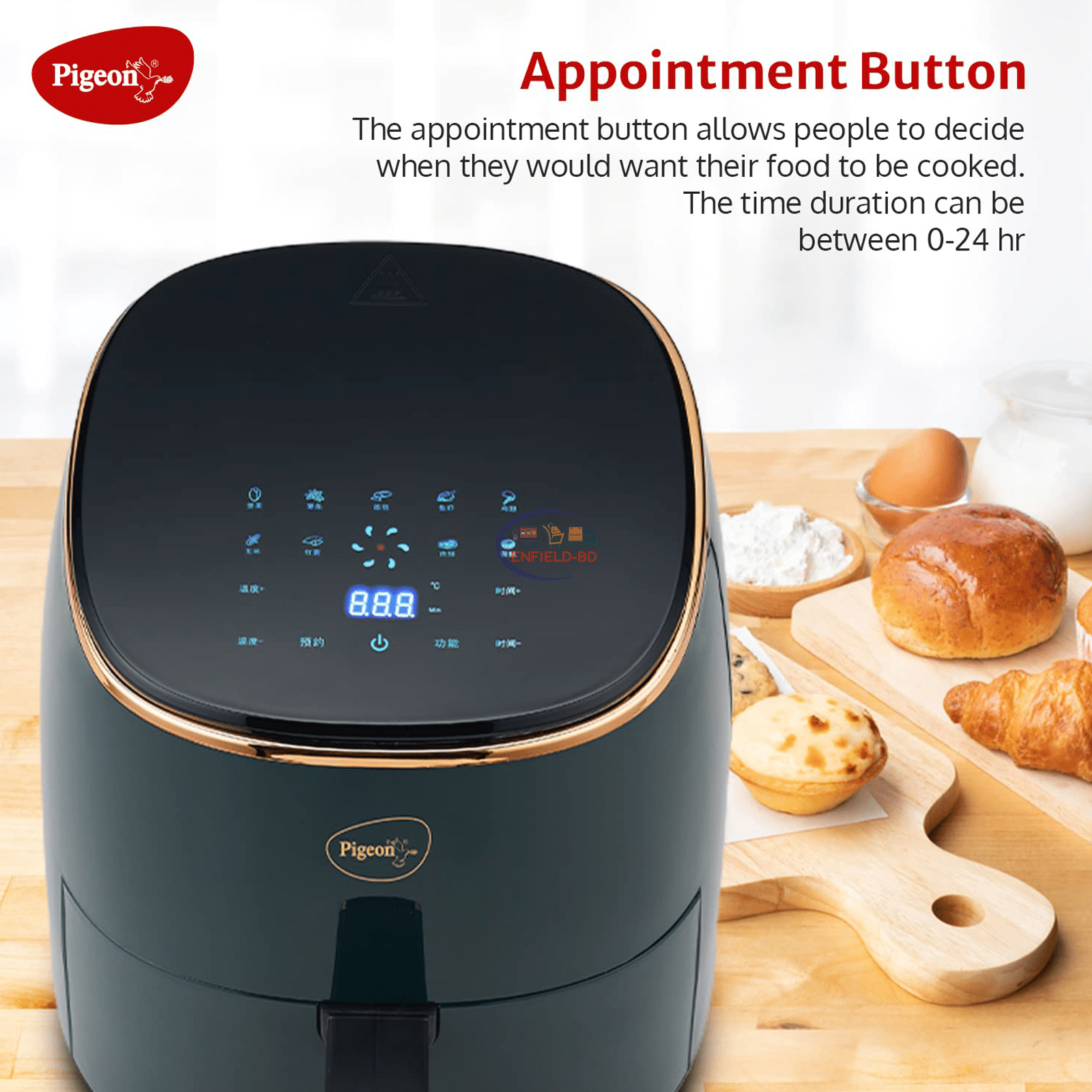 Pigeon Healthifry Air Fryer 4.2L 1200 Watt Digital Air Circulation | Green Kitchen & Dining