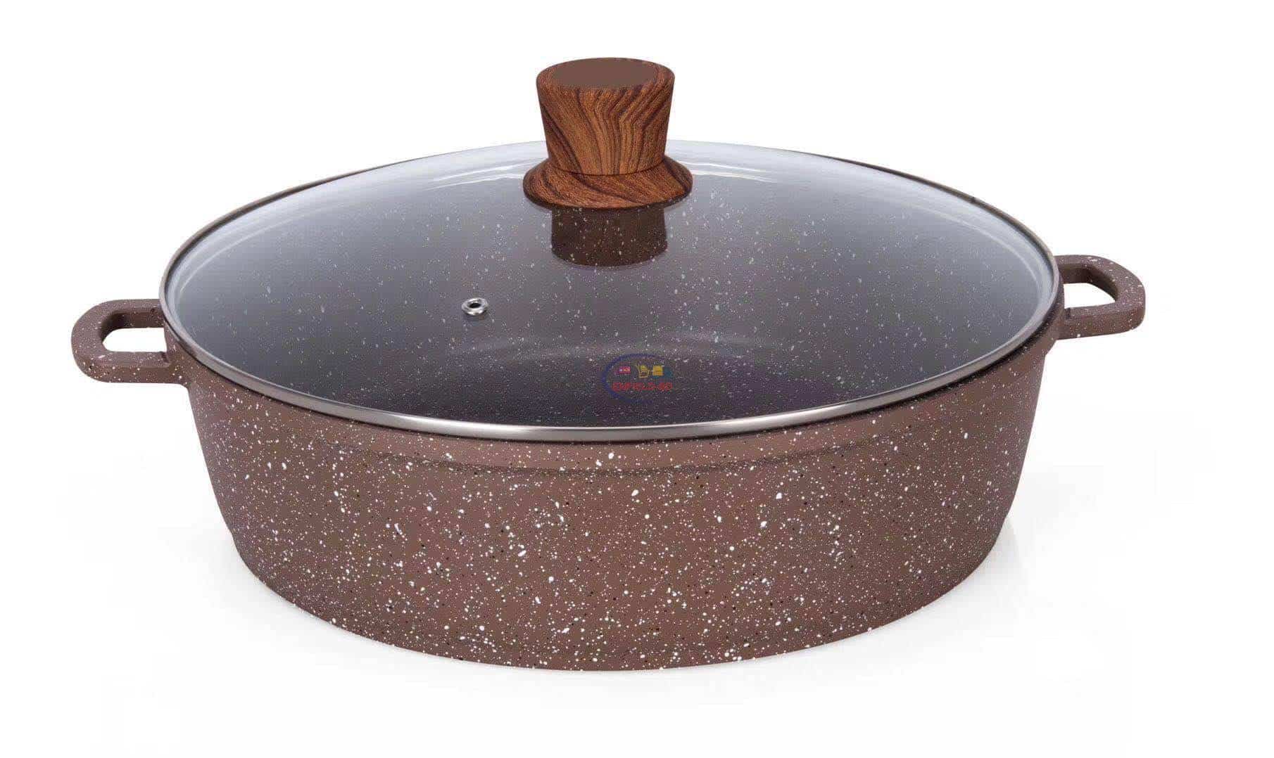 MGC Nonstick Multi Pan Granite Marble Coating Cover 32 cm | BLACK RED BROWN Kitchen & Dining
