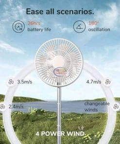 Jisulife Multifunctional Rechargeable Fan FA37 Portable 4 in 1 | White Home & Living