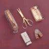 Transparent School Supplies 5 in 1 Desktop Stationary Set | Rose Gold Smart Watch