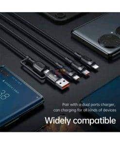 Mcdodo 3 in 2 PD Fast Charging Cable 100W 1.2M | Black Charger & Adapter 