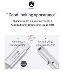 JCALLY JM11 Type C To 3.5mm 8 Core Cable DAC Dongle | Gold Silver Charger & Adapter 