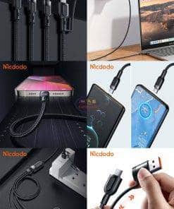 Mcdodo 3 in 2 PD Fast Charging Cable 100W 1.2M | Black Charger & Adapter 