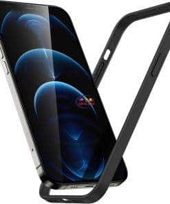 ESR Silicone Bumper Case Compatible iPhone 12/12 Pro Raised Edge| Black Cases & Screen Protector