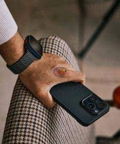 PITAKA MagEZ Case 4 for iPhone 15 Pro 1500D | Black/Grey Twill Cases & Screen Protector 