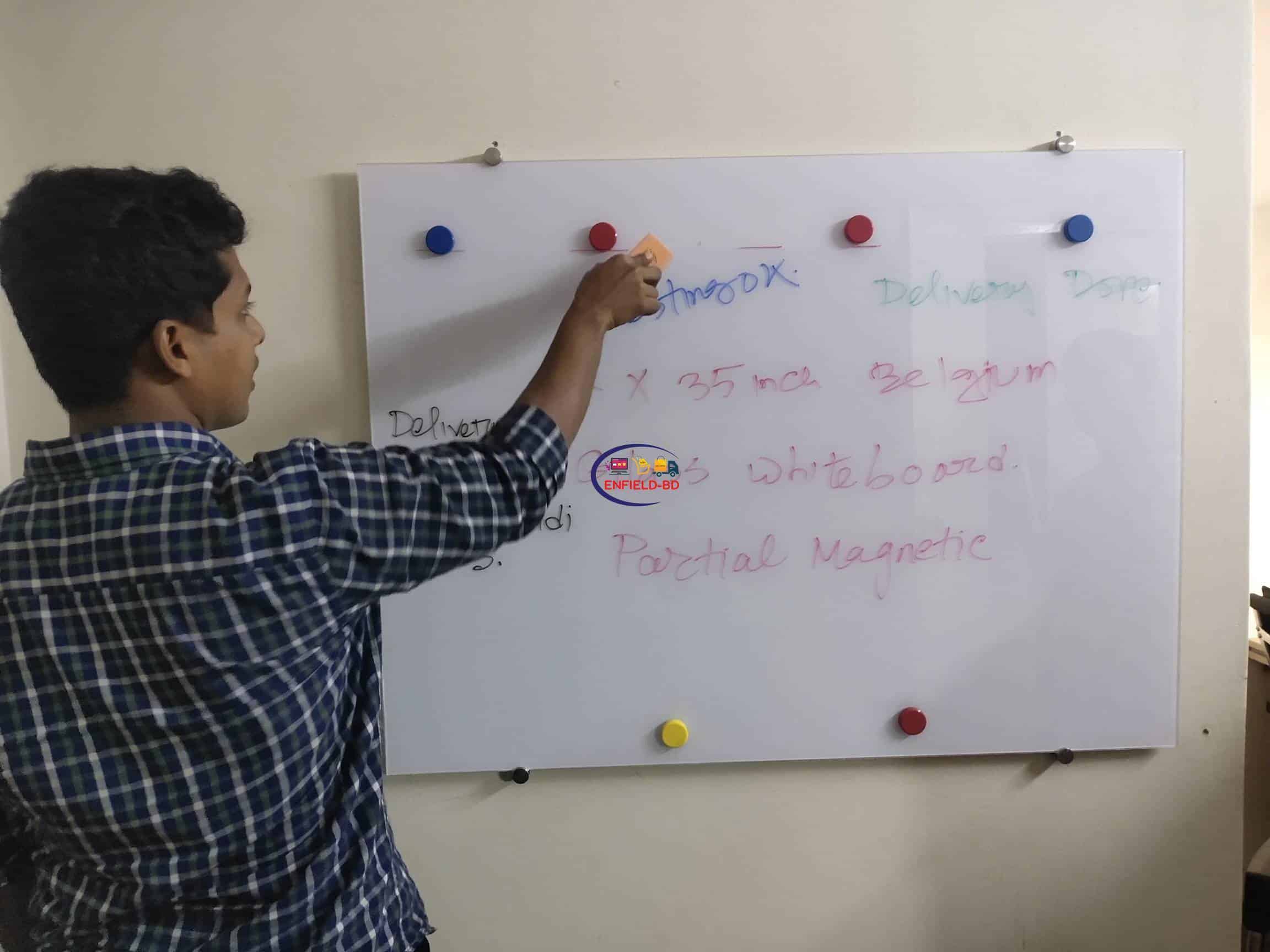 2×3 Feet Magnetic Glass Whiteboard Ultra White Frameless