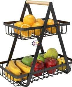 Basket for Kitchen Countertop Storage Rack | Black Kitchen & Dining