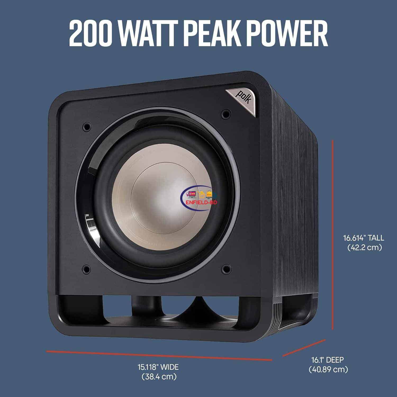 Polk Audio HTS 10 Powered Subwoofer Power Port Technology 10” Woofer 200W Amp| Black Gadget