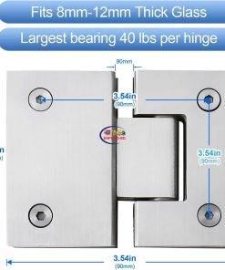 Heavy Duty Glass Shower Door Hinges 180° – Polished SS Steel Tools & Home Improvement 