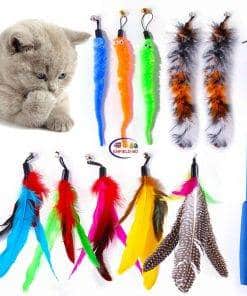 eNField-BD.COM 11Pcs/Set Cat Teaser Feather Playing Sticks Interactive Toy Toys  