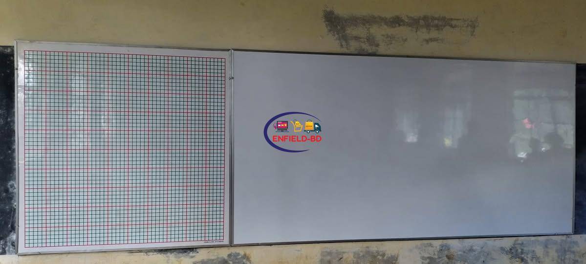 eNField-BD.COM 4×8 Feet Both-Side Magnetic Whiteboard Cum Graphboard with Aluminium Border Whiteboard