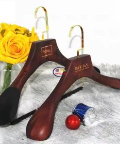 eNField-BD.COM Luxury Wooden Shirt Dress Hangers | 5pcs | Clothes Wardrobe Organizer Non-Slip Flocking Shoulder | Antique for Man Others  