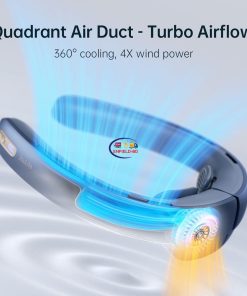eNField-BD.COM JISULIFE Portable Neck Fan Pro 100 Speeds Bladeless LED Display | Blue Earphones / Headset  