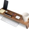 eNField-BD.COM Natural Wooden Desk Organizer Multi-Compartment Home Office Cubicle Accessories | Wood Cases & Screen Protector