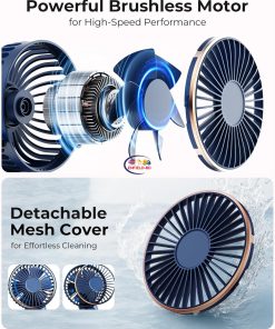 eNField-BD.COM Portable Handheld Fan 180° Adjustable 6 Speed 15H Cooling | Black Others