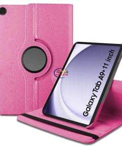 eNField-BD.COM TGK Leather Case 360° Rotating for Samsung Galaxy Tab A9 Plus 11″ | Hot Pink Cases & Screen Protector  