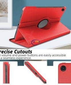 eNField-BD.COM TGK Leather Case 360° Rotating for Samsung Galaxy Tab A9 Plus 11″| Red Cases & Screen Protector  