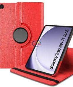 eNField-BD.COM TGK Leather Case 360° Rotating for Samsung Galaxy Tab A9 Plus 11″| Red Cases & Screen Protector  