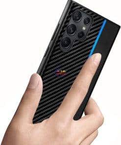 eNField-BD.COM Samsung Galaxy S23 Ultra Case Slim Thin Carbon Fiber Classic Design Soft Hybrid Bumper | Blue Cases & Screen Protector