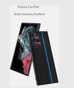 eNField-BD.COM Samsung Galaxy S23 Ultra Case Slim Thin Carbon Fiber Classic Design Soft Hybrid Bumper | Blue Cases & Screen Protector  