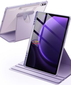 eNField-BD.COM JETech 360° Rotating Case for Galaxy Tab S9+/FE+ 12.4″ | S Pen | Lavender Cases & Screen Protector  