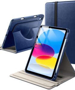 eNField-BD.COM JETech 360° Rotating iPad A16 Case with Pencil Holder | Navy Cases & Screen Protector  