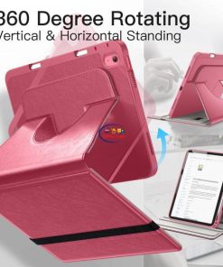 eNField-BD.COM JETech 360° Rotating iPad A16 Case with Pencil Holder | Pink Cases & Screen Protector